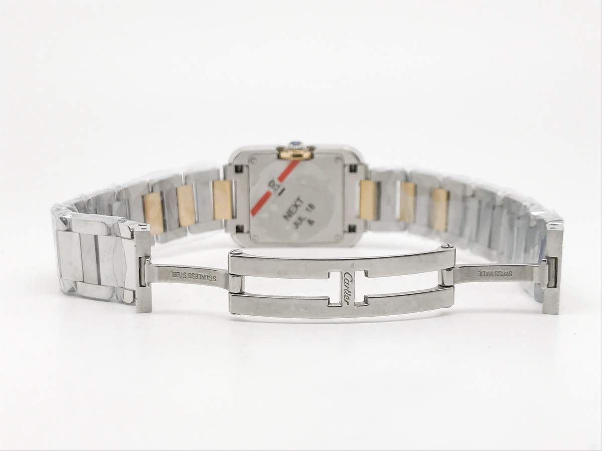Tank Francaise 23mm Ladies Stainless Steel Yellow Gold White Diamond Dial Yellow Gold Bracelet Quartz 6