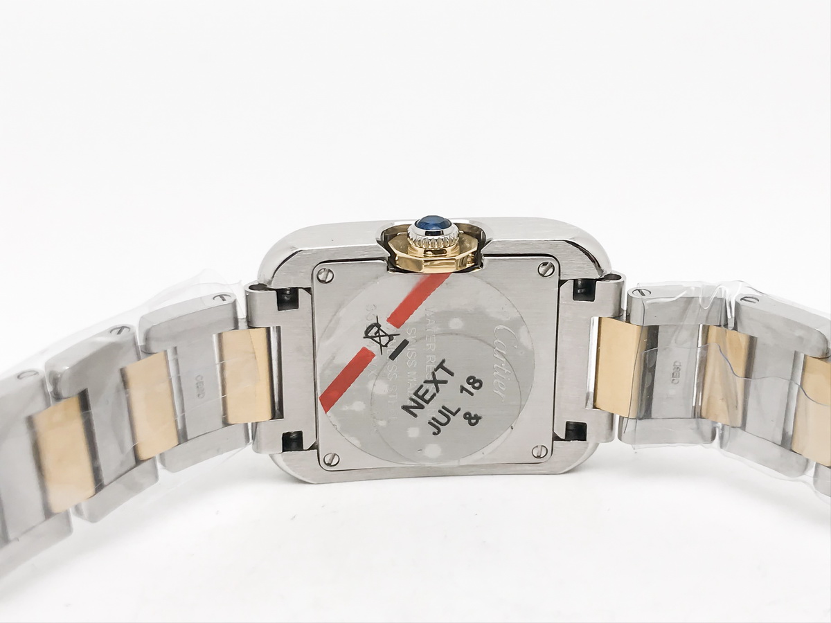 Tank Francaise 23mm Ladies Stainless Steel Yellow Gold White Diamond Dial Yellow Gold Bracelet Quartz 7