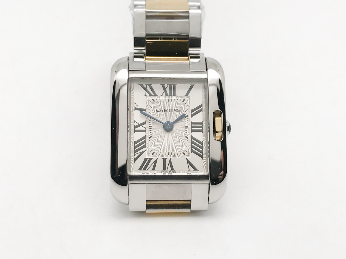 Tank Francaise 23mm Ladies Stainless Steel Yellow Gold White Roman Dial Yellow Gold Bracelet Quartz