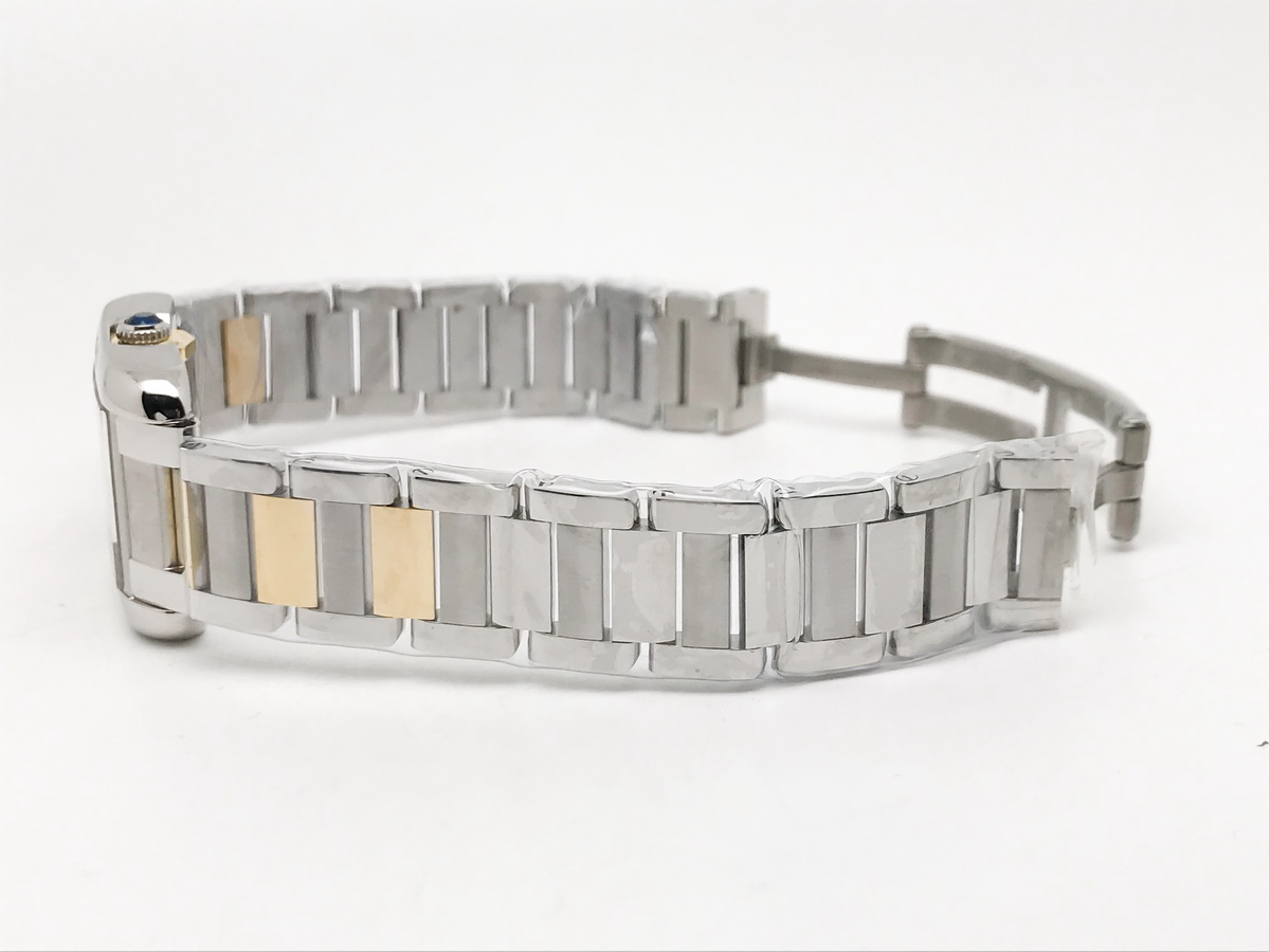 Tank Francaise 23mm Ladies Stainless Steel Yellow Gold White Roman Dial Yellow Gold Bracelet Quartz 2