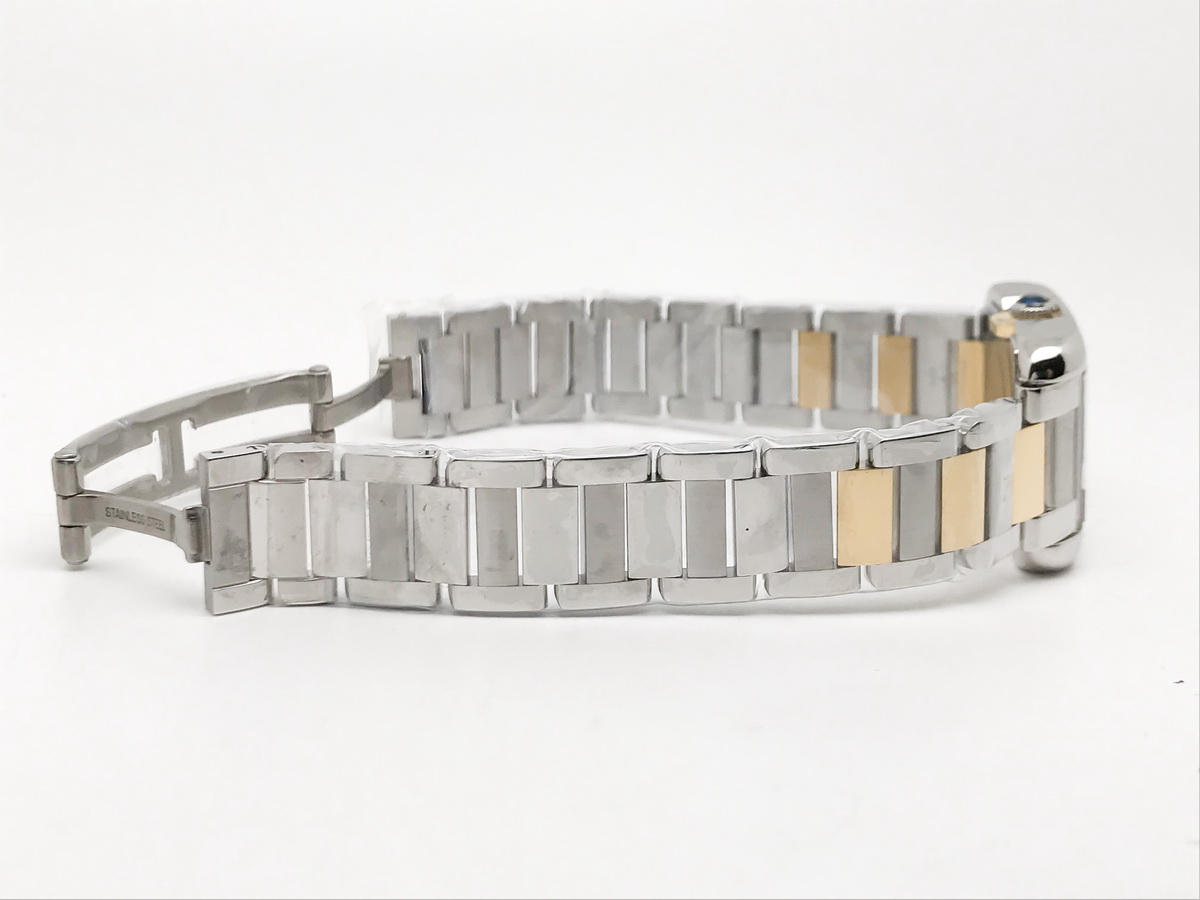 Tank Francaise 23mm Ladies Stainless Steel Yellow Gold White Roman Dial Yellow Gold Bracelet Quartz 3