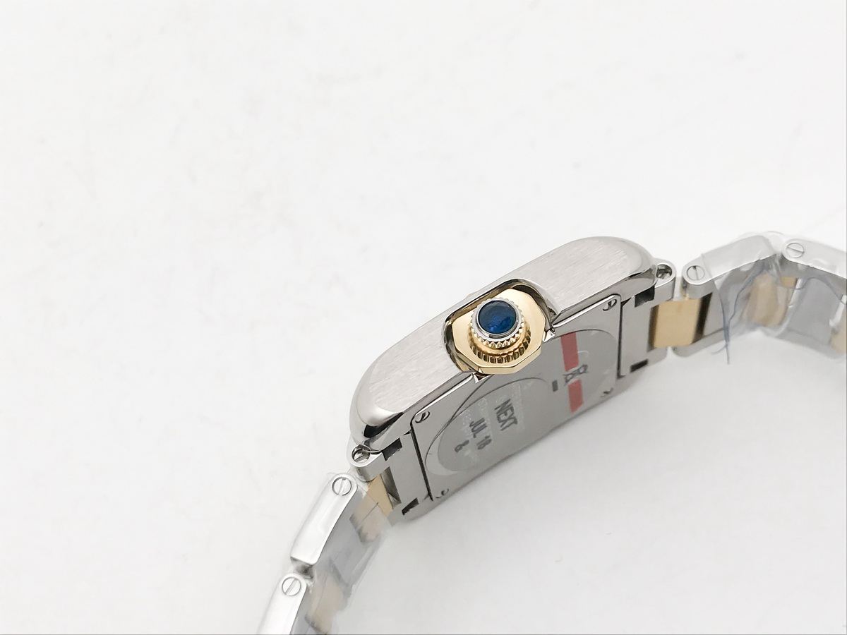 Tank Francaise 23mm Ladies Stainless Steel Yellow Gold White Roman Dial Yellow Gold Bracelet Quartz 4