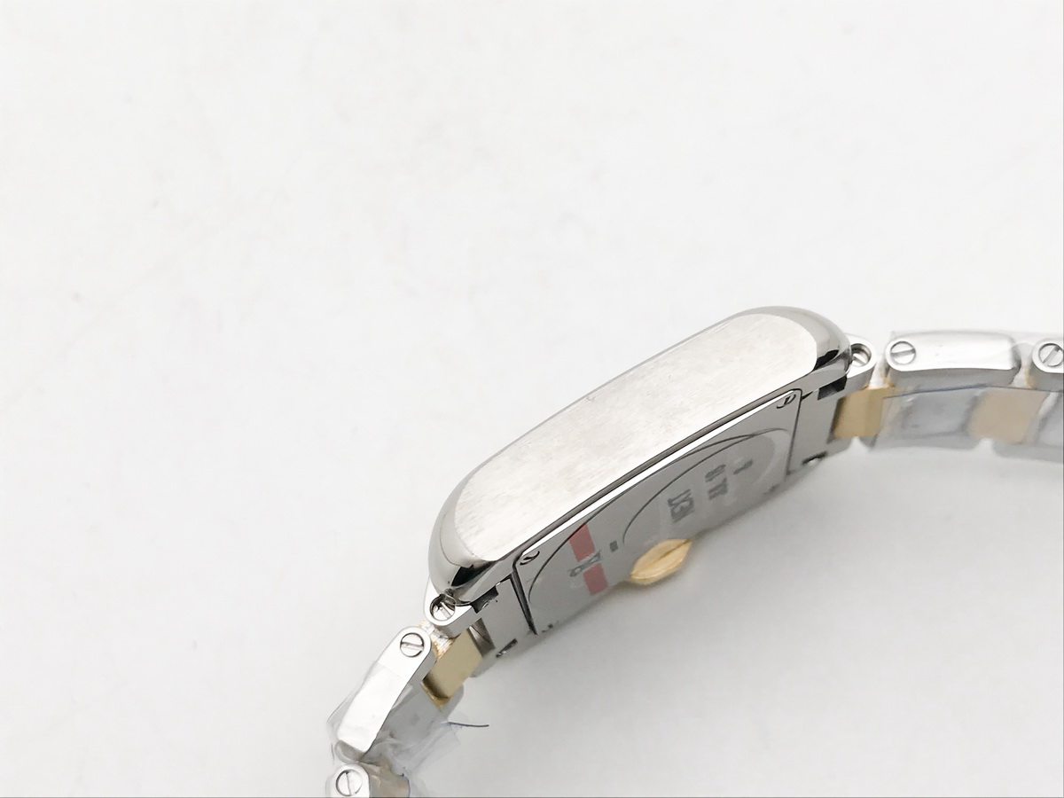 Tank Francaise 23mm Ladies Stainless Steel Yellow Gold White Roman Dial Yellow Gold Bracelet Quartz 5