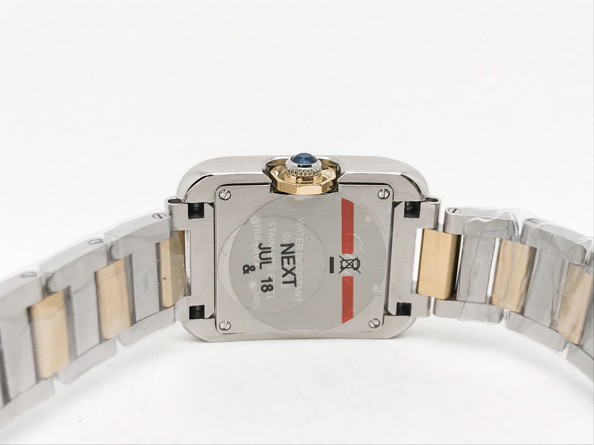 Tank Francaise 23mm Ladies Stainless Steel Yellow Gold White Roman Dial Yellow Gold Bracelet Quartz 7
