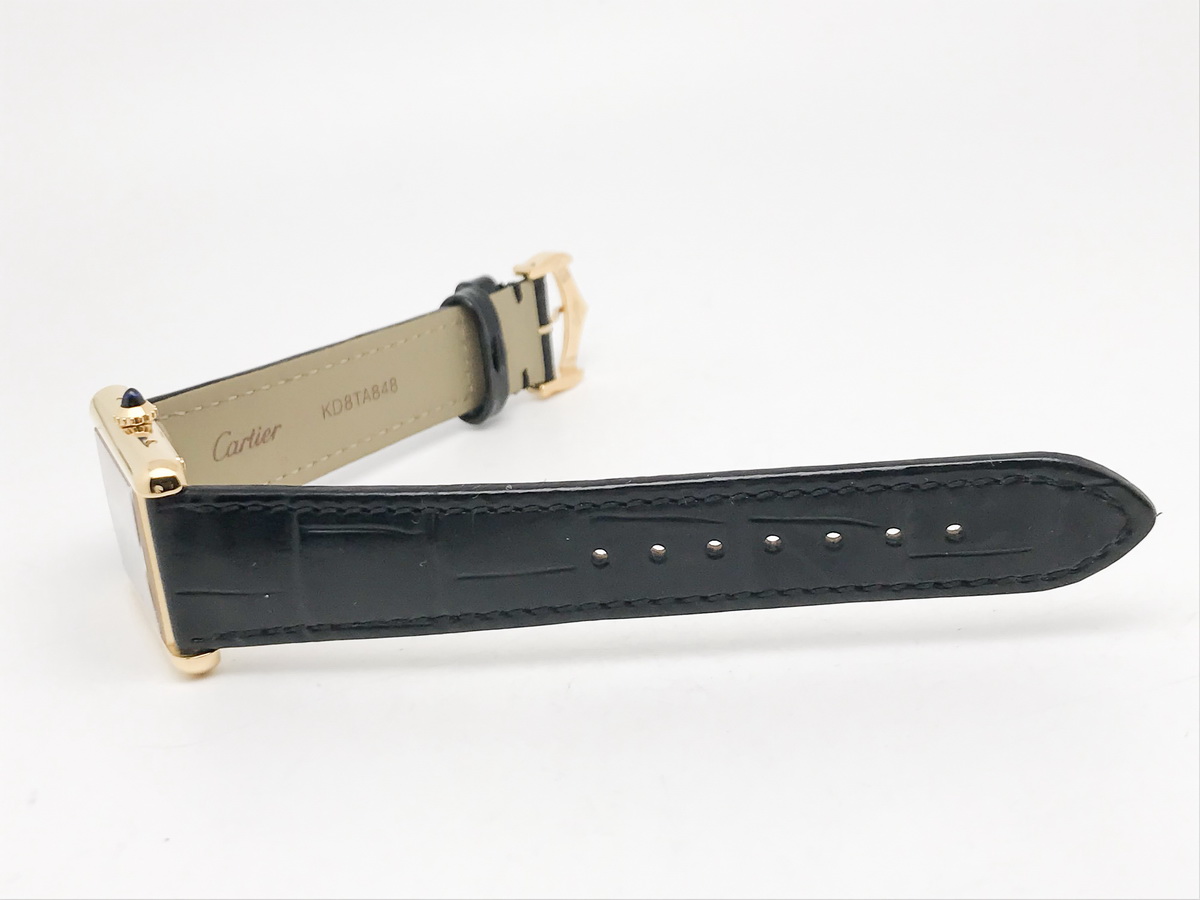 Tank 34mm Stainless Steel Yellow Gold Black Dial Leather Strap Quartz 2