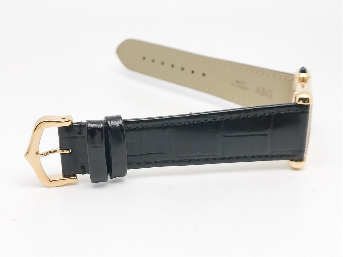 Tank 34mm Stainless Steel Yellow Gold Black Dial Leather Strap Quartz 3