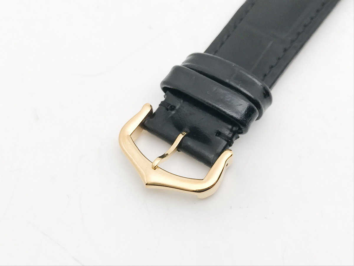 Tank 34mm Stainless Steel Yellow Gold Black Dial Leather Strap Quartz 6