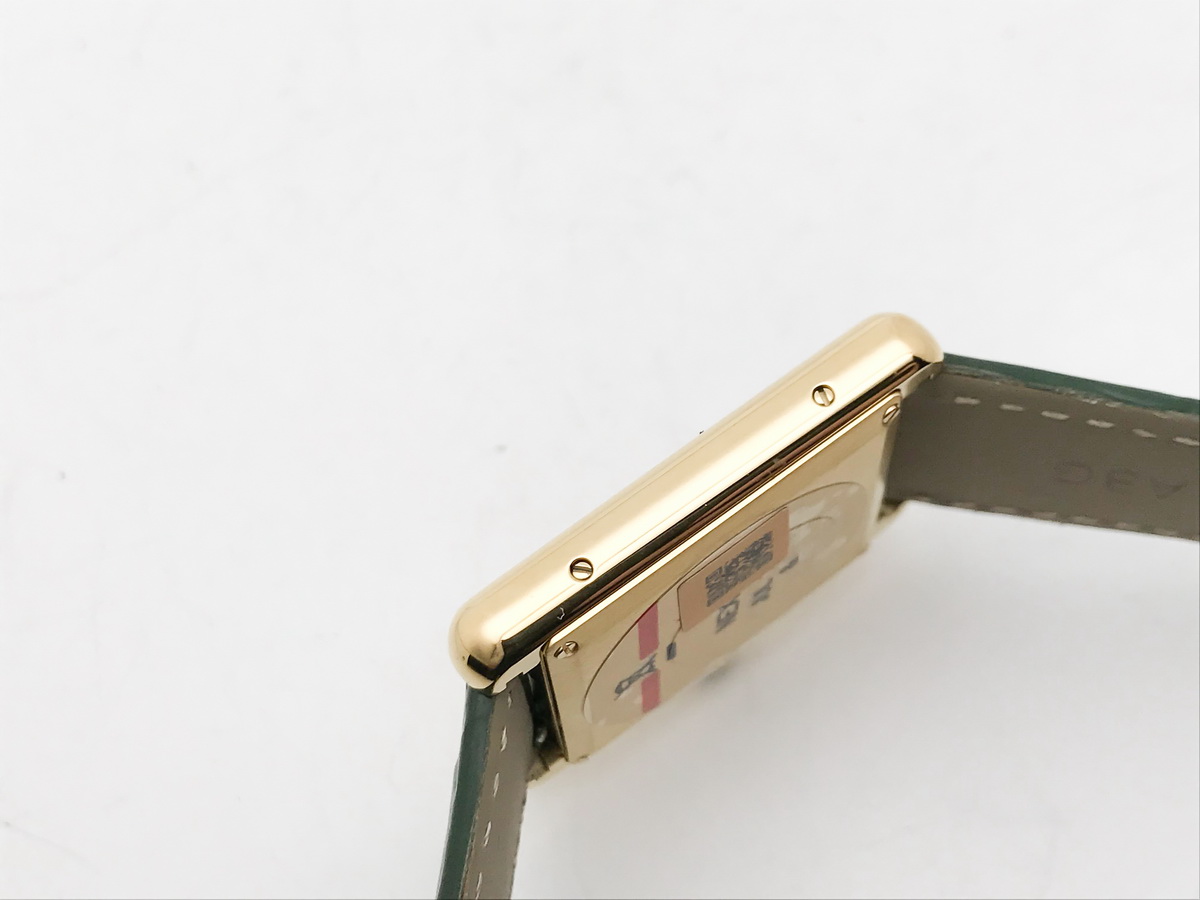 Tank 34mm Stainless Steel Yellow Gold Green Dial Leather Strap Quartz 5