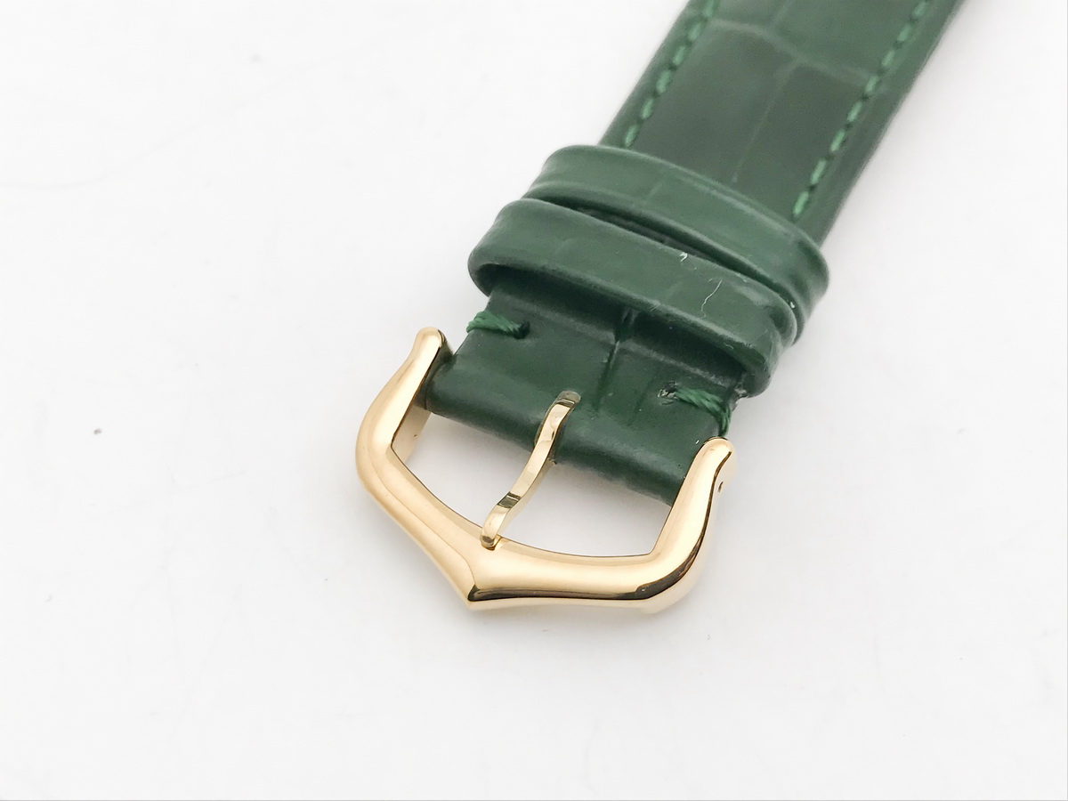 Tank 34mm Stainless Steel Yellow Gold Green Dial Leather Strap Quartz 6