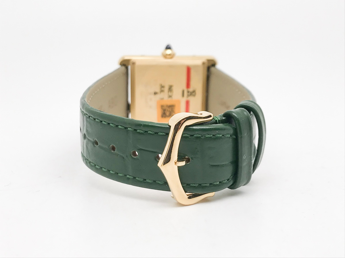 Tank 34mm Stainless Steel Yellow Gold Green Dial Leather Strap Quartz 8