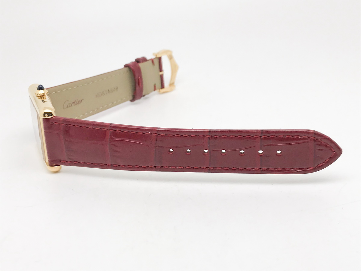Tank 34mm Stainless Steel Yellow Gold Red Dial Leather Strap Quartz 2