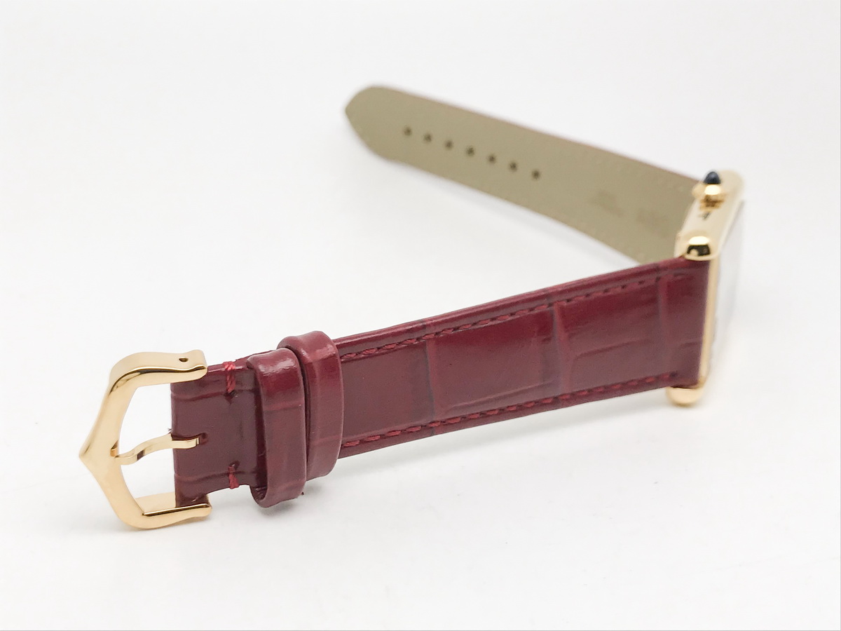 Tank 34mm Stainless Steel Yellow Gold Red Dial Leather Strap Quartz 3