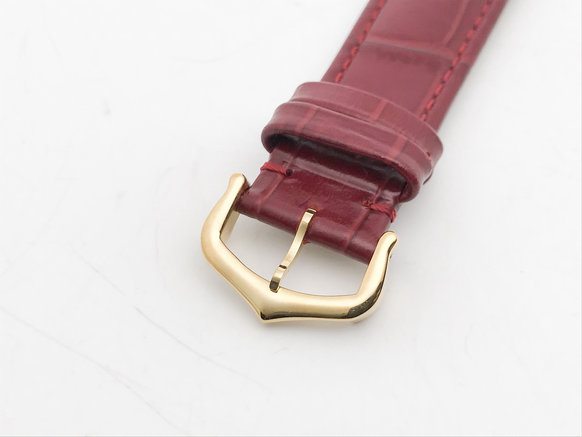 Tank 34mm Stainless Steel Yellow Gold Red Dial Leather Strap Quartz 6