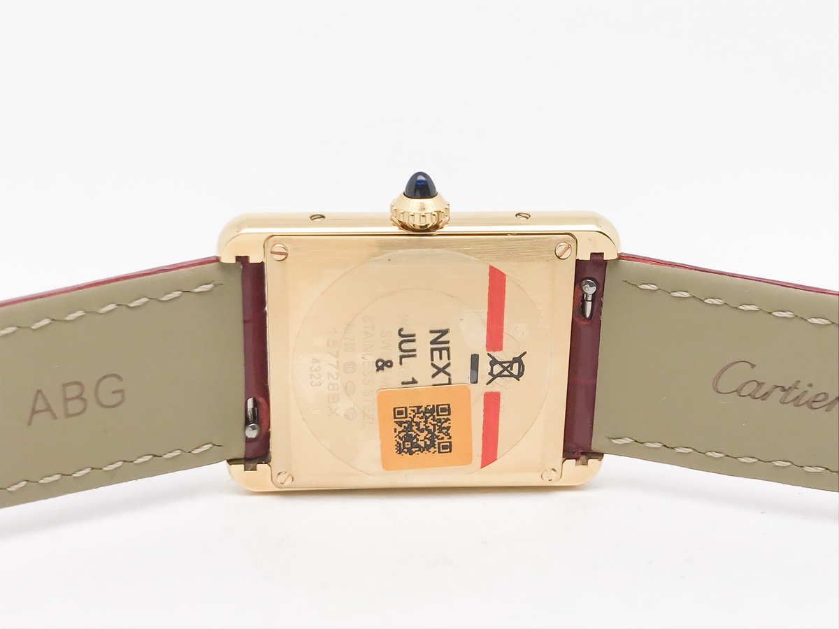 Tank 34mm Stainless Steel Yellow Gold Red Dial Leather Strap Quartz 7