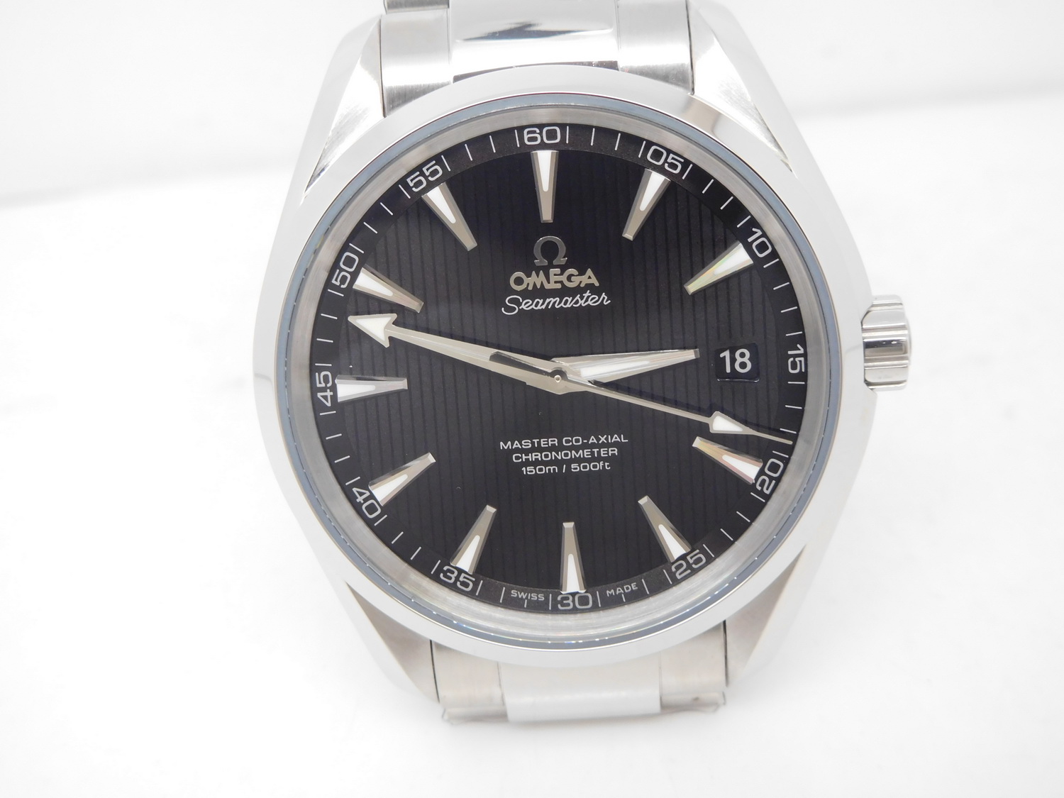 Aqua Terra 41mm Black Stick Dial Stainless Steel Bracelet 8500