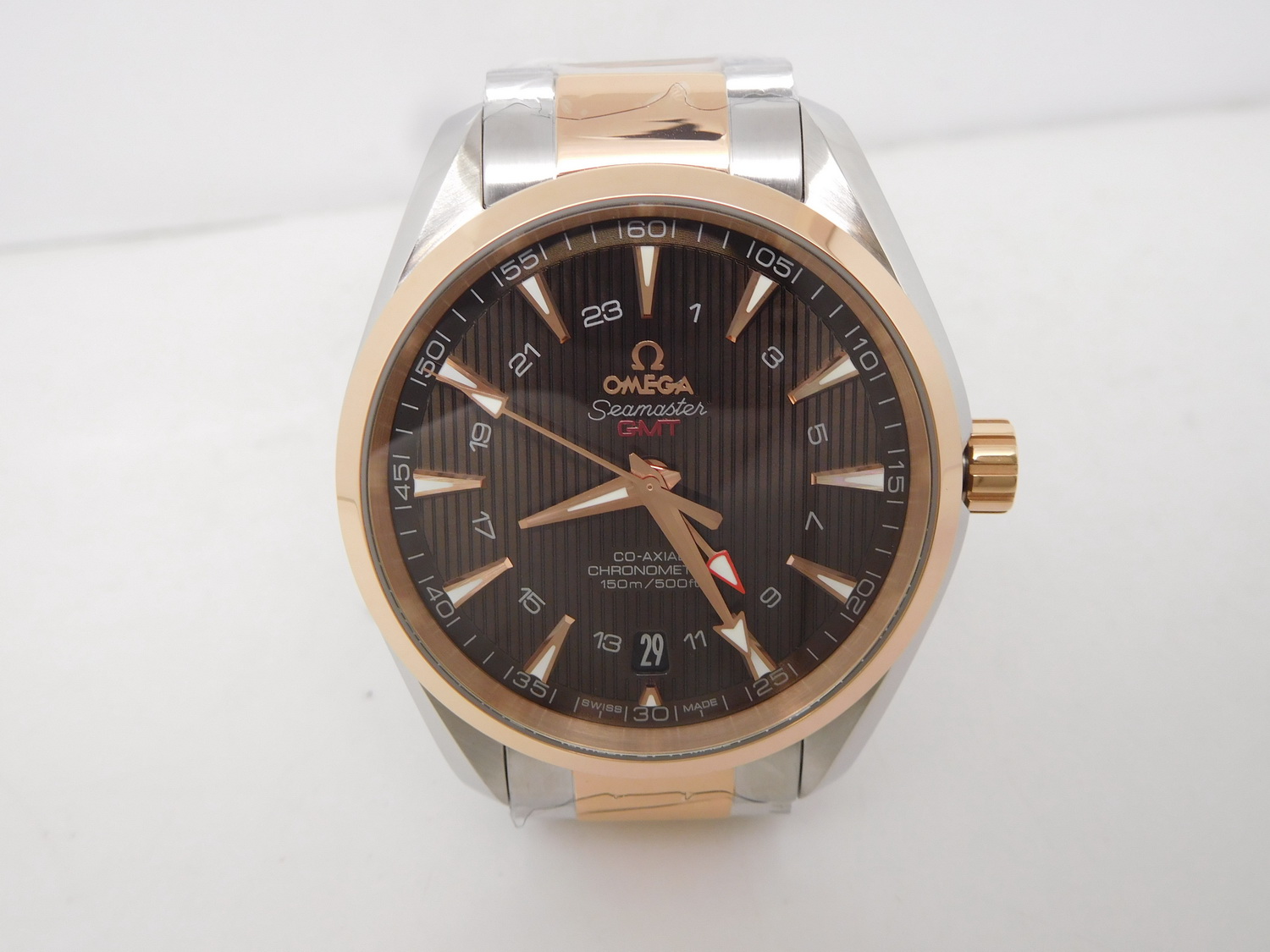 Aqua Terra GMT 41mm Rose Gold Brown Stick Dial Rose Gold Bracelet 8605