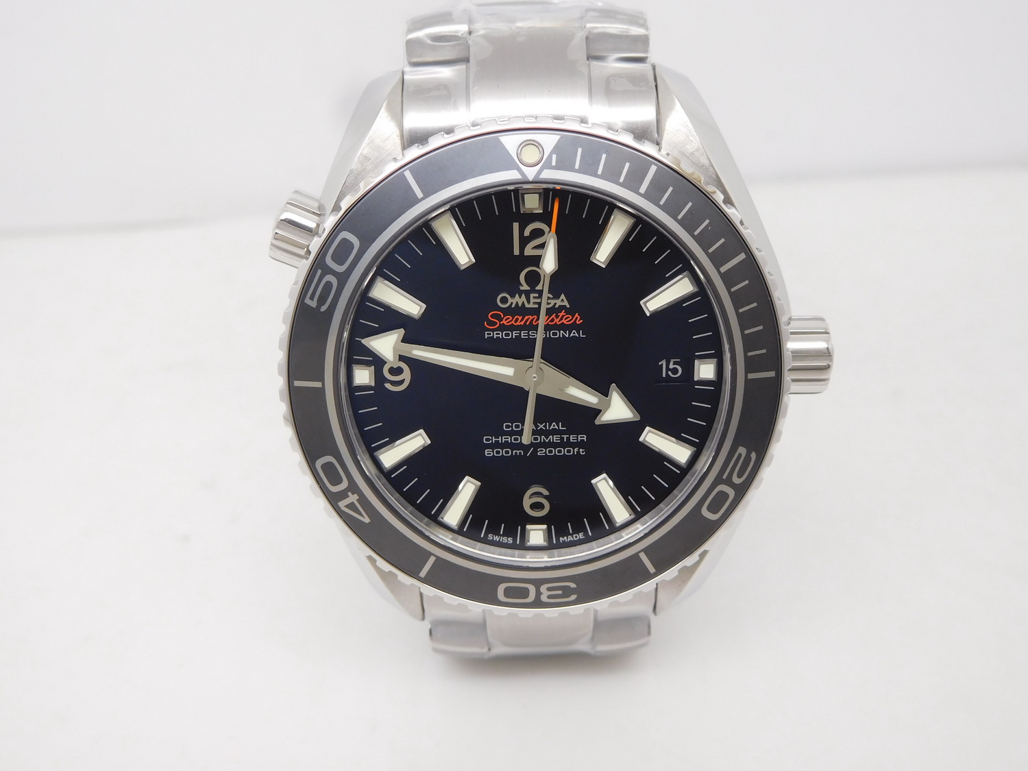 Planet Ocean 42mm Ceramic Black White Stick Dial Ceramic Bracelet 8500