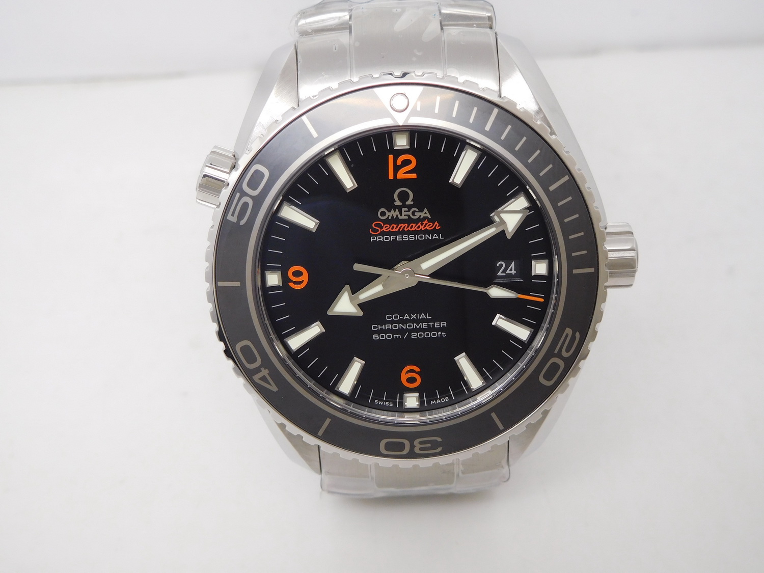 Planet Ocean 45mm Ceramic Black Orange Stick Dial Ceramic Bracelet 8500
