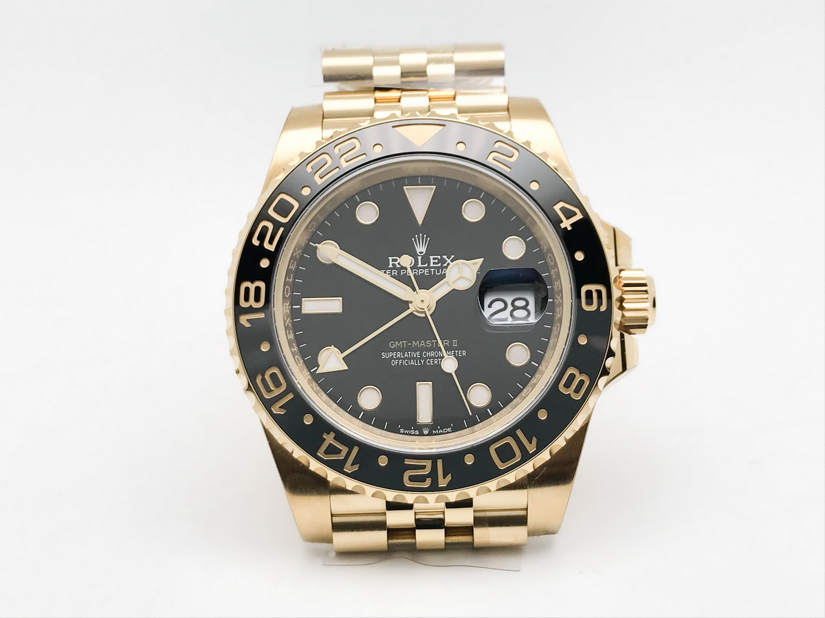GMT-Master II 126718 40mm Ceramic Bezel Yellow Gold Case Black Dial Jubilee Bracelet 3285